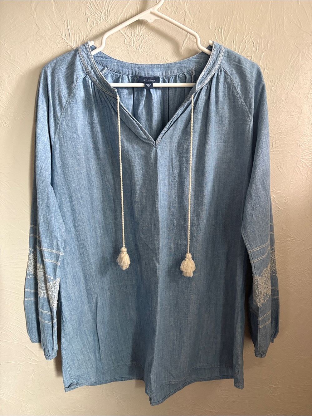 J. Jill Denim Light Blue Gathered Blouse